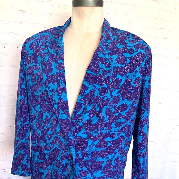 90's Funky Purple & Turquoise Lightweight Blazer - Size 16/Large - Picture 9 of 10
